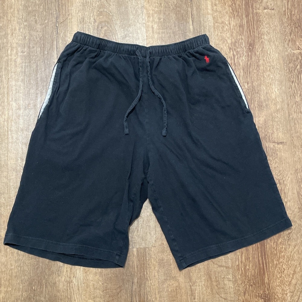 Polo Ralph Lauren Drawstring Shorts Sz M Men's Blk Pony Cotton Knit